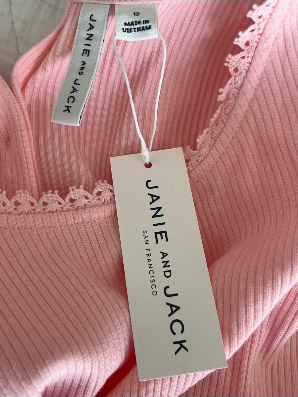 Janie and Jack Light Pink Ribbed Tank tiered with Ruffle Trim
